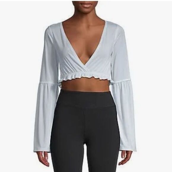 FP Movement movin on up bell sleeve crop top Light Blue Size M - Picture 2 of 5